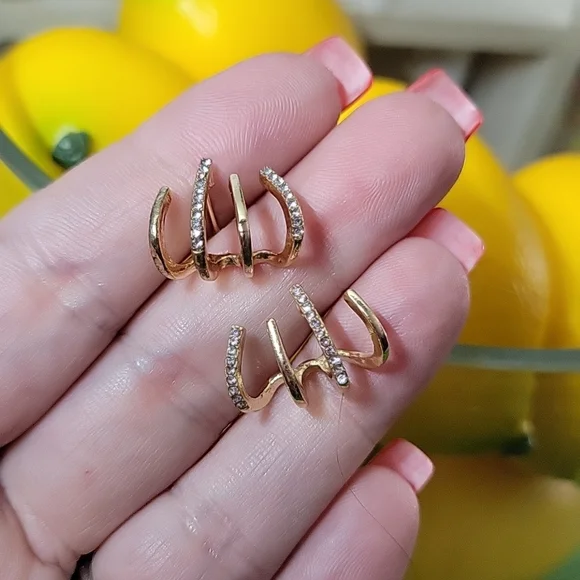 Gold Claw CZ Huggies, available in silver or gold - Picture 2 of 8